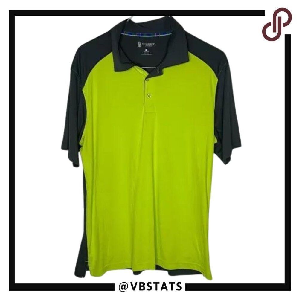 St. Andrews of Scotland Large Neon Yellow and Graphite‎ Gray Golf Tech Polo